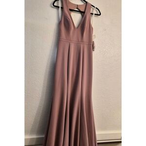 NWT AZAZIE Rose Mauve V-neck High-waisted Mermaid Style Bridesmaid Dress: 2